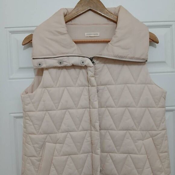Eileen fisher womens small cream beige lightweight spring fall quilted vest - Picture 4 of 9